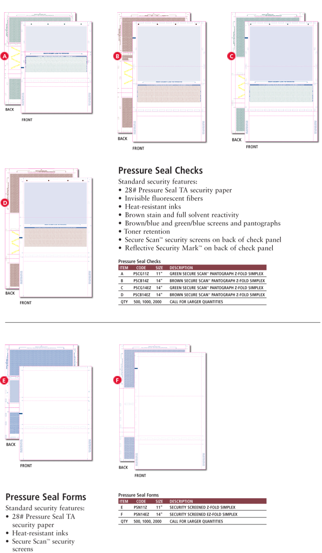 Pressure Seal Checks & Forms