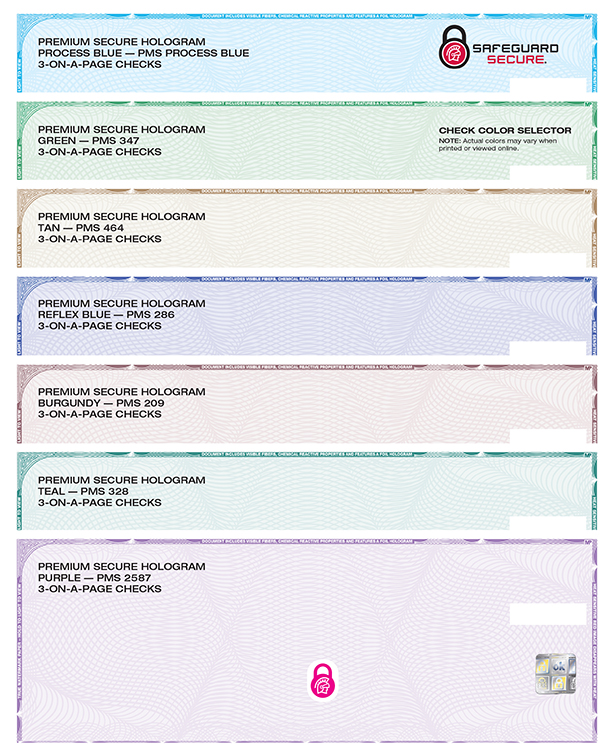 Premium Secure 3-On-A-Page Check Color Guide