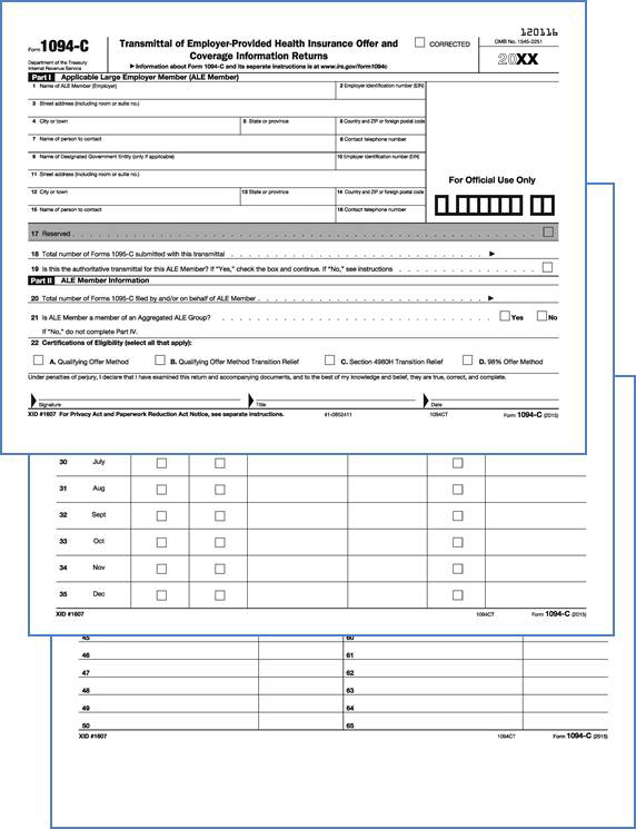 includes 3 1094-B transmittal forms Pack of 150 Forms Form 1095-C Health Coverage and Envelopes 